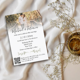 elegante minimale QR-Code-RSVP-Foto-Hochzeit Einladung
