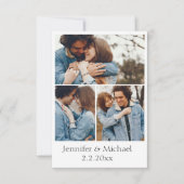 elegante minimale qr Code uAwg 4 Fotos Hochzeit Einladung (Vorderseite)