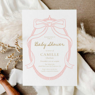 Elegante minimale rosa Babyparty-Einladung Einladung