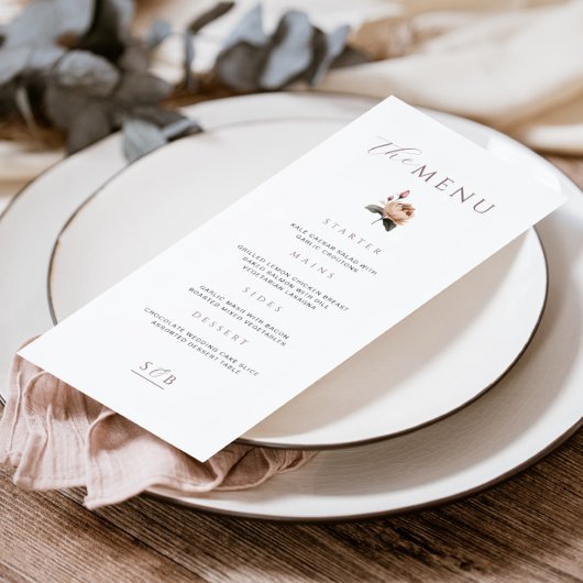 Elegante minimale Rose Menükarte