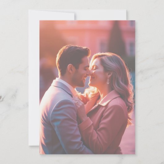 Elegante minimale saubere, neutrale rustikale Foto Einladung (Rückseite)