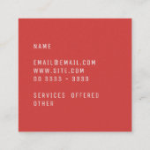 Elegante minimale schlichte Grenadine Quadratische Visitenkarte (Rückseite)