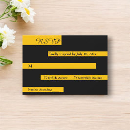 Elegante minimale Schwarz und Gold Moderne schicke RSVP Karte