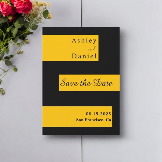 Elegante minimale Schwarz und Gold Moderne schicke Save The Date