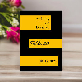 Elegante minimale Schwarz und Gold Moderne schicke Tischnummer