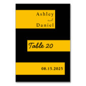 Elegante minimale Schwarz und Gold Moderne schicke Tischnummer (Rückseite)