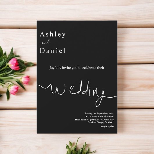 Elegante minimale Schwarz-Weiß-Delikatessen Einladung