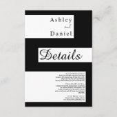 Elegante minimale Schwarz-Weiß-Hochzeit Begleitkarte (Vorderseite)
