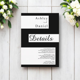 Elegante minimale Schwarz-Weiß-Hochzeit Begleitkarte