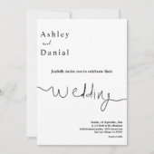 Elegante minimale Schwarz-Weiß-Hochzeit Einladung (Vorderseite)