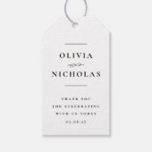 Elegante minimale Schwarz-Weiß-Hochzeit Geschenkanhänger (Vorderseite)