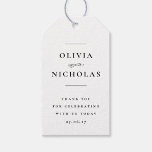 Elegante minimale Schwarz-Weiß-Hochzeit Geschenkanhänger