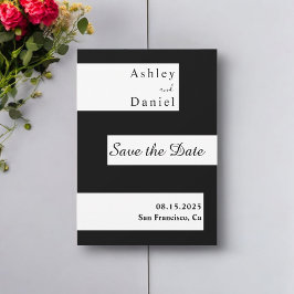 Elegante minimale Schwarz-Weiß-Hochzeit Save The Date