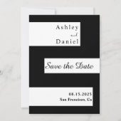 Elegante minimale Schwarz-Weiß-Hochzeit Save The Date (Vorderseite)