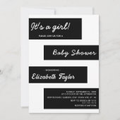 Elegante minimale Schwarz-Weiß-Kinderdusche Einladung (Vorderseite)