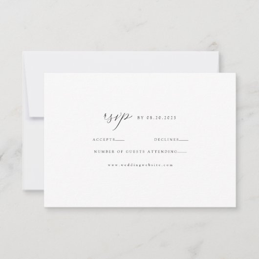 Elegante minimale Schwarz-Weiß-Moderne RSVP Karte (Vorderseite)