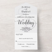 Elegante minimale Schwarz-Weiß-Monogramm-Hochzeit All In One Einladung (Innen Boden)