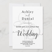 Elegante minimale Schwarz-Weiß-Monogramm-Hochzeit Einladung (Vorderseite)