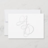 Elegante minimale Schwarz-Weiß-Monogramm-Hochzeit RSVP Karte (Rückseite)