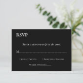 Elegante minimale Schwarz-Weiß-Monogramm-Hochzeit RSVP Karte (Stehend Vorderseite)