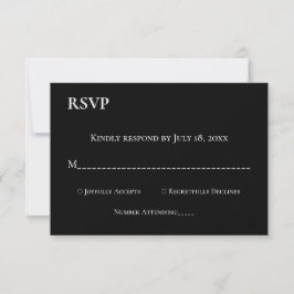 Elegante minimale Schwarz-Weiß-Monogramm-Hochzeit RSVP Karte