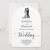 Elegante minimale Schwarz-Weiß-Romantik-Hochzeit Einladung (Vorderseite)