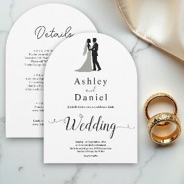 Elegante minimale Schwarz-Weiß-Romantik-Hochzeit Einladung