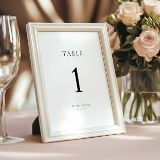 Elegante Minimale Schwarz-Weiß-Tischnummer Einladung