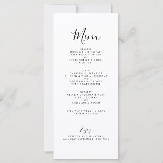 Elegante minimale Schwarz-weiße Hochzeitkarte (Vorderseite)