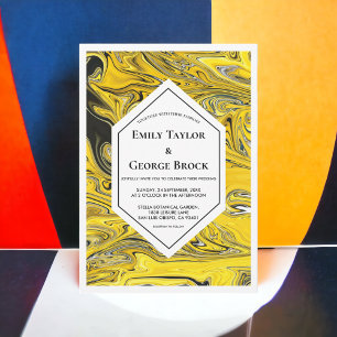 Elegante Minimale Schwarze Pastel Abstrakte Hochze Einladung