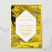 Elegante Minimale Schwarze Pastel Abstrakte Hochze Folieneinladung (Vorderseite)