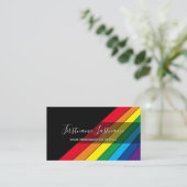 Elegante minimale schwarze Regenbogenfarben Streif Visitenkarte (Stehend Vorderseite)