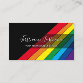 Elegante minimale schwarze Regenbogenfarben Streif Visitenkarte