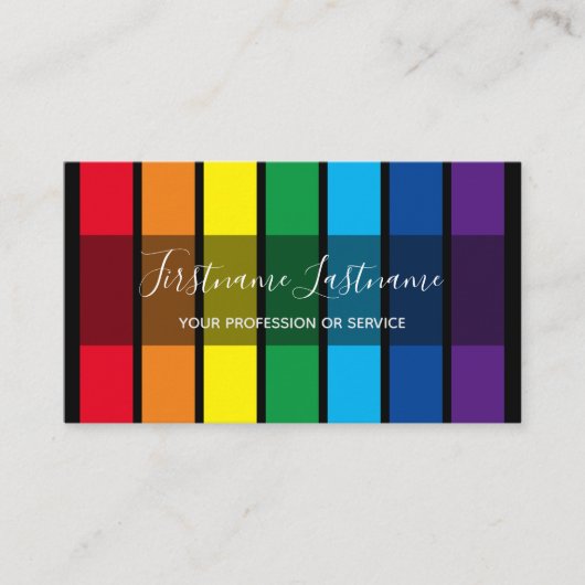 Elegante minimale schwarze Regenbogenfarben Streif Visitenkarte (Vorderseite)