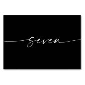 Elegante minimale Script Table Cards Zahlen Sieben Tischnummer (Vorderseite)