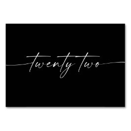 Elegante minimale Skriptkarten Nummer 22 Tischnummer
