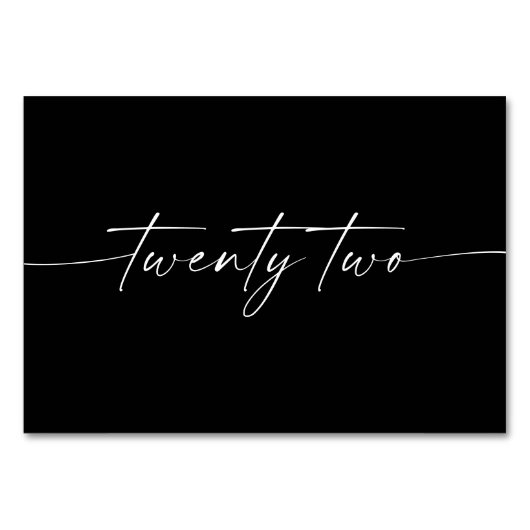 Elegante minimale Skriptkarten Nummer 22 Tischnummer (Rückseite)