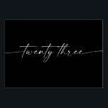 Elegante minimale Skriptkarten Nummer 23 Tischnummer<br><div class="desc">Dieses Design der Tischnummer zeichnet sich durch einen eleganten,  minimalen Schriftart aus. Klicken Sie auf die Schaltfläche "Klicken,  um weitere Anpassungen vorzunehmen",  um die Farbe und die Hintergrundfarbe des Skripts zu bearbeiten. Sehen Sie sich die gesamte Kollektion an,  um mehr passende Artikel zu finden!</div>