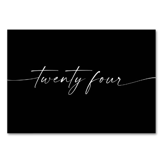 Elegante minimale Skriptkarten Nummer 24 Tischnummer (Rückseite)