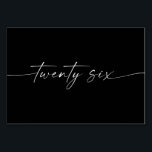 Elegante minimale Skriptkarten Nummer 26 Tischnummer<br><div class="desc">Dieses Design der Tischnummer zeichnet sich durch einen eleganten,  minimalen Schriftart aus. Klicken Sie auf die Schaltfläche "Klicken,  um weitere Anpassungen vorzunehmen",  um die Farbe und die Hintergrundfarbe des Skripts zu bearbeiten. Sehen Sie sich die gesamte Kollektion an,  um mehr passende Artikel zu finden!</div>