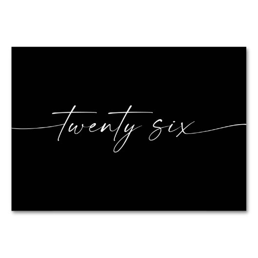 Elegante minimale Skriptkarten Nummer 26 Tischnummer (Rückseite)