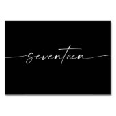 Elegante minimale Skriptkarten Nummer siebzehn Tischnummer (Rückseite)