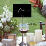 Elegante minimale Skriptkarten Zahlen vier Tischnummer<br><div class="desc">Dieses Design der Tischnummer zeichnet sich durch einen eleganten,  minimalen Schriftart aus. Klicken Sie auf die Schaltfläche "Klicken,  um weitere Anpassungen vorzunehmen",  um die Farbe und die Hintergrundfarbe des Skripts zu bearbeiten. Sehen Sie sich die gesamte Kollektion an,  um mehr passende Artikel zu finden!</div>