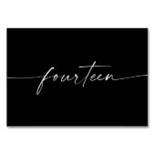 Elegante minimale Skripttisch-Karten Nummer vierze Tischnummer (Vorderseite)