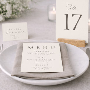 Elegante minimale taupe Hochzeitstischnummern 1–19 Dankeskarte