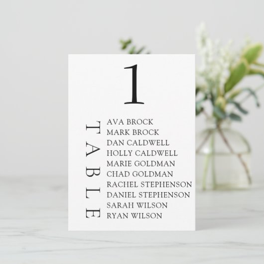 Elegante minimale Tischnummer (Stehend Vorderseite)