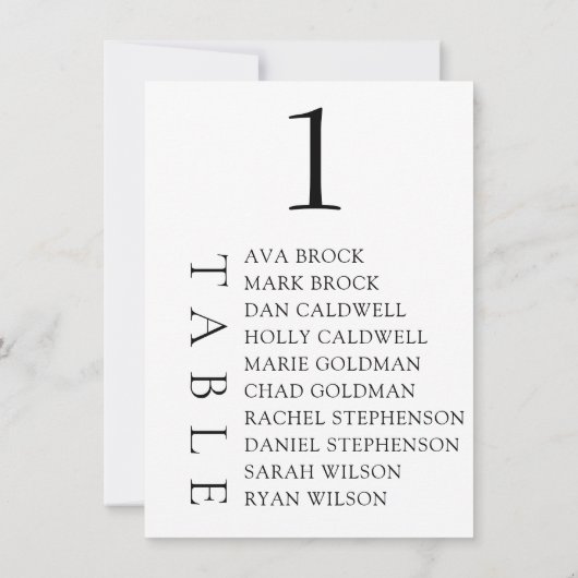 Elegante minimale Tischnummer (Rückseite)
