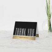 Elegante Minimale Typografie Schwarz-weiß & Gold Dankeskarte (Vorderseite)