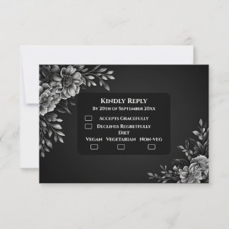 Elegante Minimale Typografie Schwarz Weiß Monochro RSVP Karte