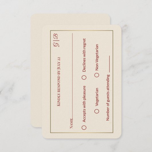 Elegante Minimale UAWG Wedding Card RSVP Karte (Vorne/Hinten)